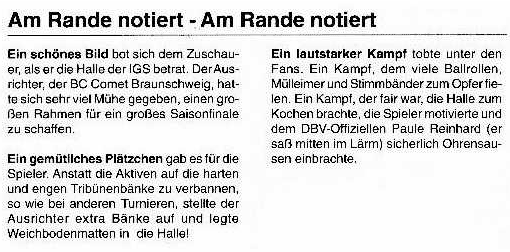 Artikel aus dem Niedersächsichen Badminton Report 05/1996