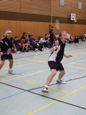 Dietmar und Andreas im Herrendoppel gegen BC zur Hanse