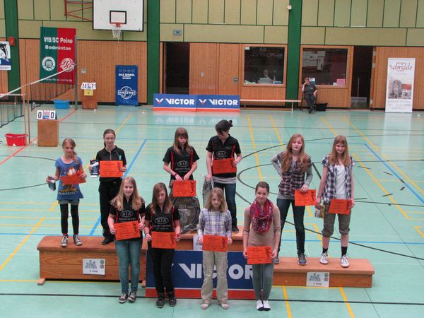 Siegerehrung MD U13 mit Serena und Xenia J&uuml;rgens