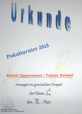 Urkunde HvF-Pokal 2015